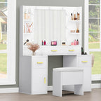 Vanity with Built-In Outlets and Lighted Mirror - 55.1 H X 43.3 L X 15.74 W