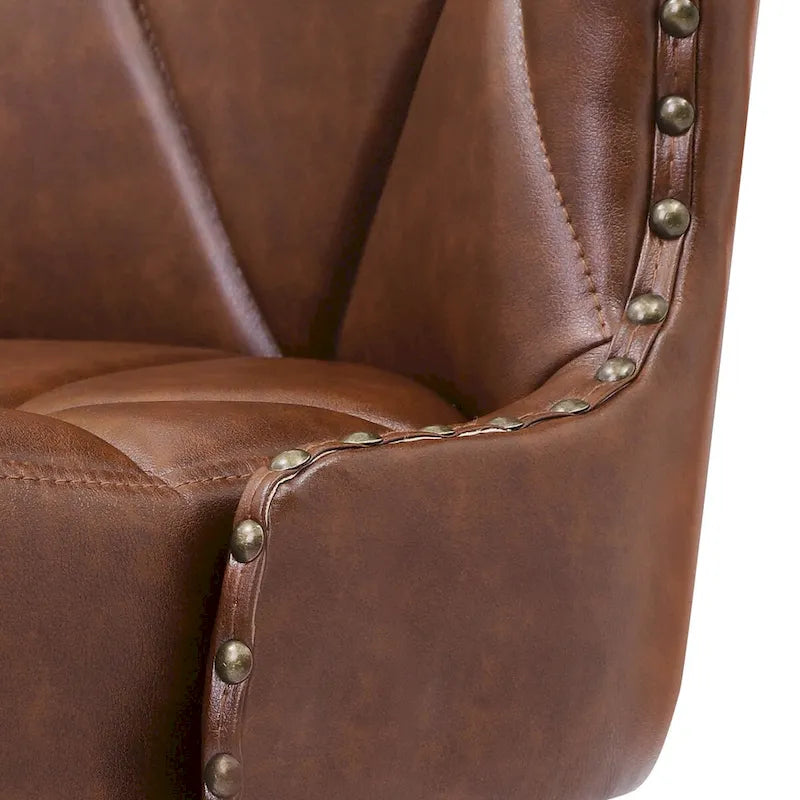 26 in. Modern Faux Leather and Fabric Upholstered Swivel Bar Stool with Wood Frame for Island and Home Bar