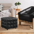 Quadratischer Ottoman-Pouf aus Vollnarbenleder