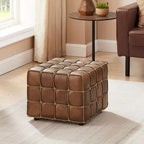 Quadratischer Ottoman-Pouf aus Vollnarbenleder