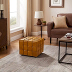 Quadratischer Ottoman-Pouf aus Vollnarbenleder