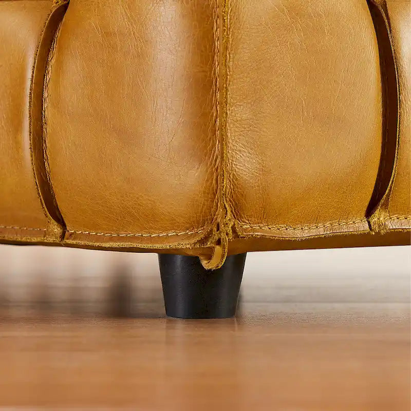 Quadratischer Ottoman-Pouf aus Vollnarbenleder