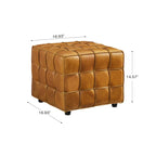 Quadratischer Ottoman-Pouf aus Vollnarbenleder
