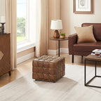 Quadratischer Ottoman-Pouf aus Vollnarbenleder