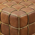 Quadratischer Ottoman-Pouf aus Vollnarbenleder