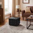 Quadratischer Ottoman-Pouf aus Vollnarbenleder