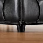 Quadratischer Ottoman-Pouf aus Vollnarbenleder