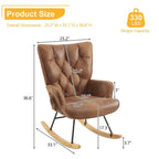 Rocking Chair Nursery, Upholstered Glider Rocker with High Backrest