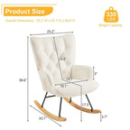 Rocking Chair Nursery, Upholstered Glider Rocker with High Backrest