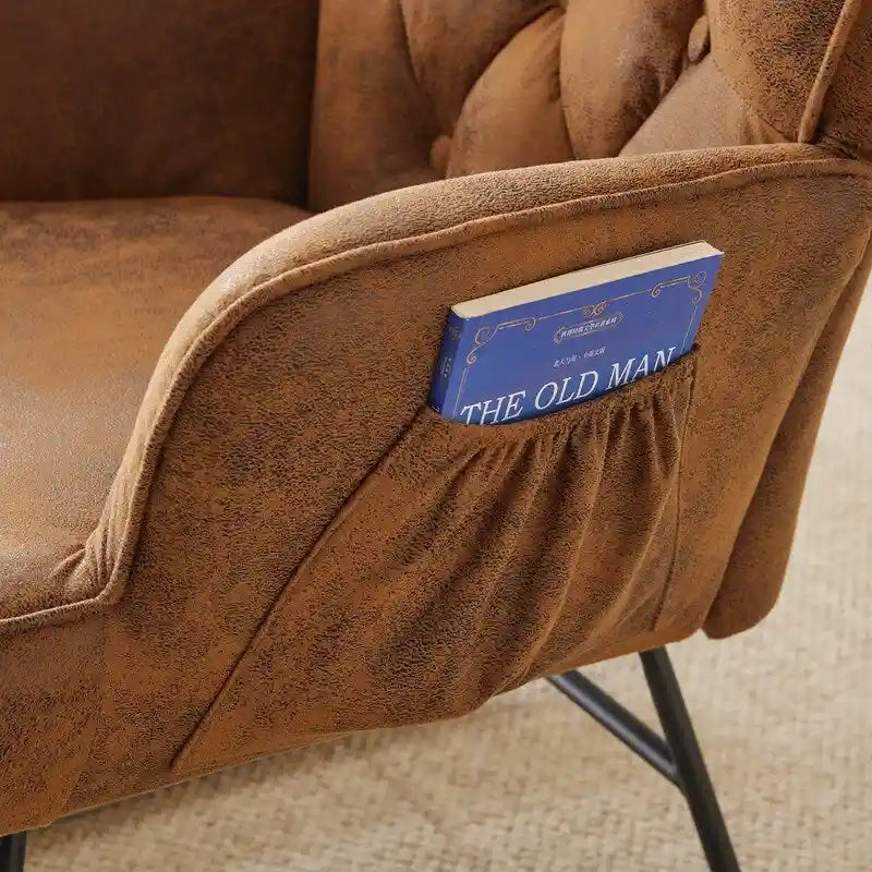 Rocking Chair Nursery, Upholstered Glider Rocker with High Backrest