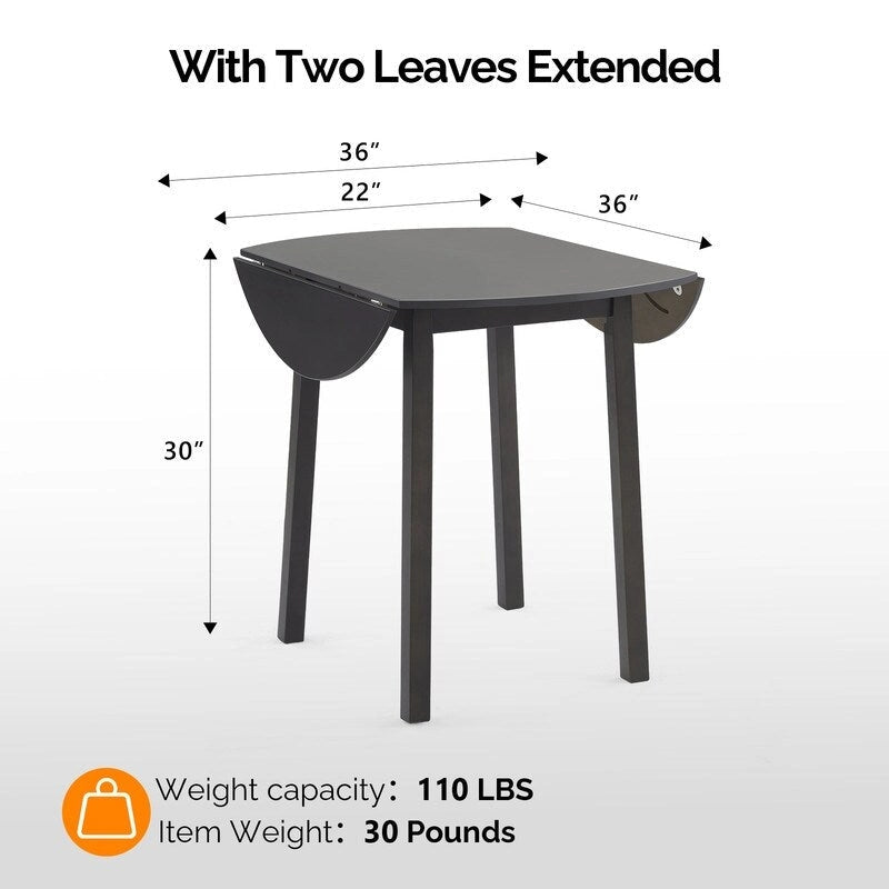 Extendable Round Solid Wood Dining Table (Only Table)
