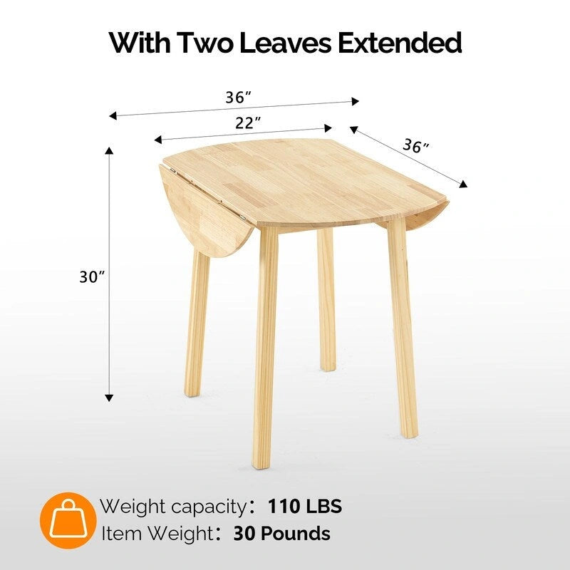 Extendable Round Solid Wood Dining Table (Only Table)