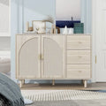 2 Doors and 3 Drawers Wood Pantry Organizer with Adjustable Laminates, Storage Cabinet for Living Room, Kitchen