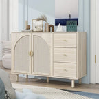 2 Doors and 3 Drawers Wood Pantry Organizer with Adjustable Laminates, Storage Cabinet for Living Room, Kitchen