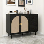 2 Doors and 3 Drawers Wood Pantry Organizer with Adjustable Laminates, Storage Cabinet for Living Room, Kitchen