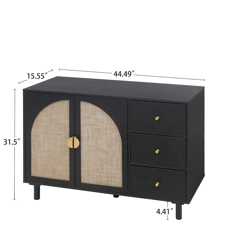 2 Doors and 3 Drawers Wood Pantry Organizer with Adjustable Laminates, Storage Cabinet for Living Room, Kitchen