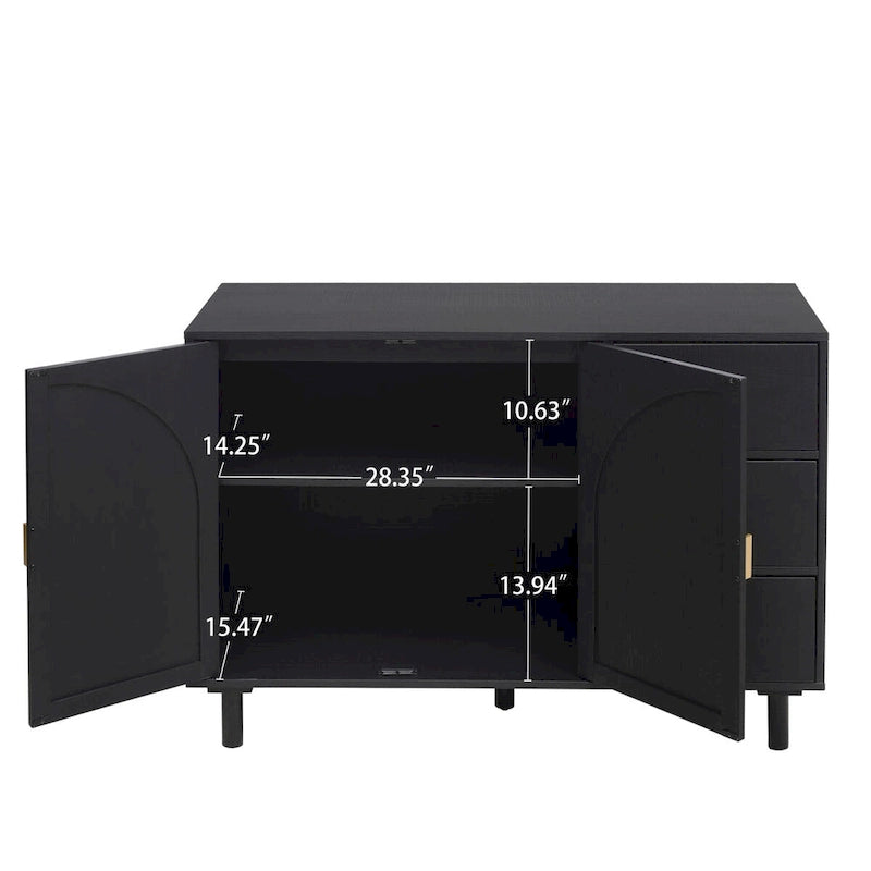 2 Doors and 3 Drawers Wood Pantry Organizer with Adjustable Laminates, Storage Cabinet for Living Room, Kitchen