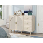 2 Doors and 3 Drawers Wood Pantry Organizer with Adjustable Laminates, Storage Cabinet for Living Room, Kitchen