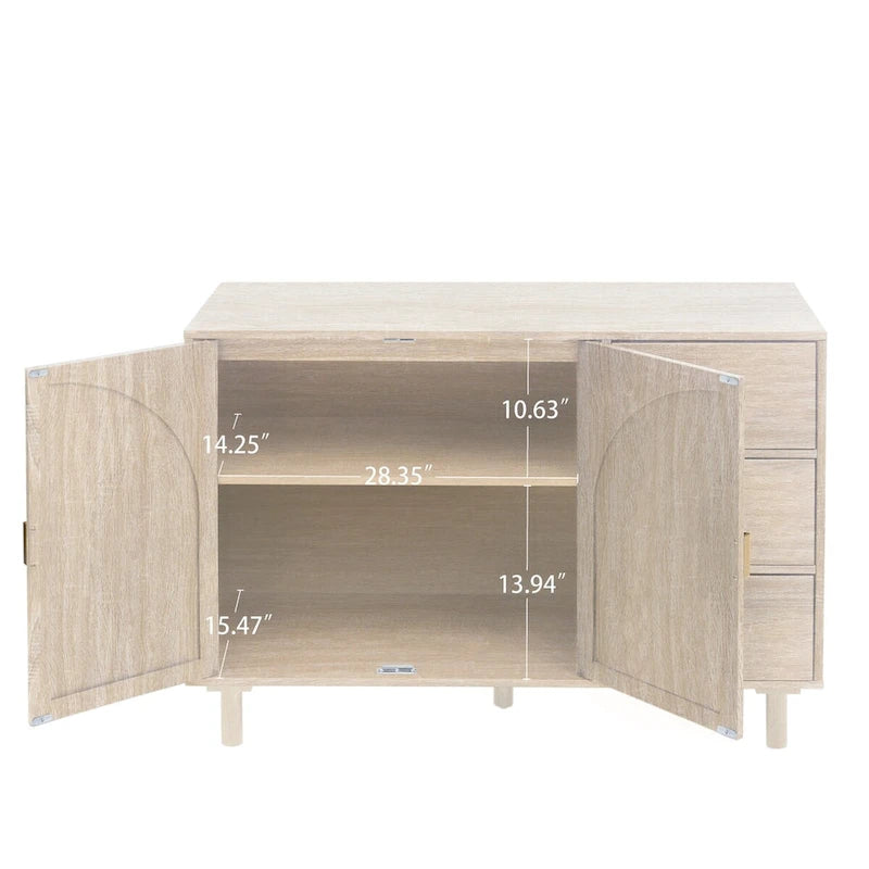 2 Doors and 3 Drawers Wood Pantry Organizer with Adjustable Laminates, Storage Cabinet for Living Room, Kitchen
