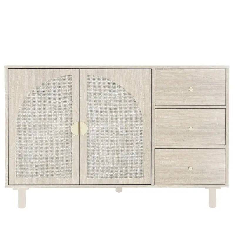 2 Doors and 3 Drawers Wood Pantry Organizer with Adjustable Laminates, Storage Cabinet for Living Room, Kitchen