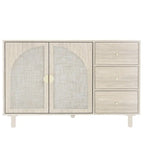 2 Doors and 3 Drawers Wood Pantry Organizer with Adjustable Laminates, Storage Cabinet for Living Room, Kitchen
