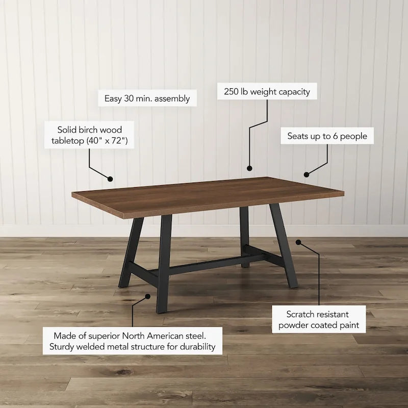 40 x 72 Solid Wood Dining Table