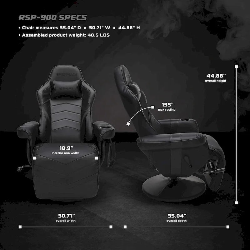 Gaming Recliner - Reclining Gaming Chair with Footrest, Gaming Chair Recliner