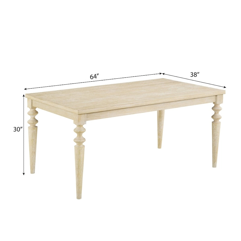 Urban Style Wired White Finish Wood Turned-Leg Dining Table