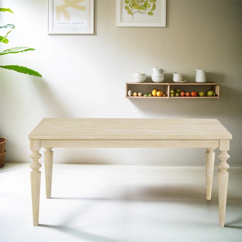 Urban Style Wired White Finish Wood Turned-Leg Dining Table