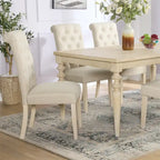 Urban Style Wired White Finish Wood Turned-Leg Dining Table