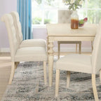 Urban Style Wired White Finish Wood Turned-Leg Dining Table