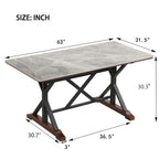 Sintered Stone Dining Table, 63 Modern Gray Rectangular Kitchen Dinner Table